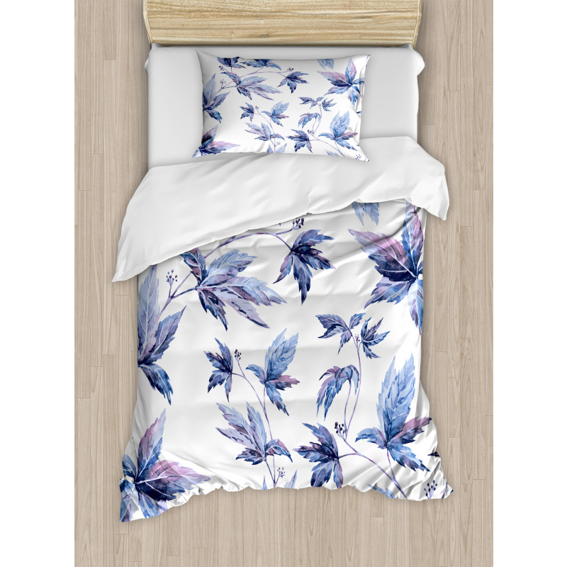 Watercolored Tree Leaves Duvet Cover Set