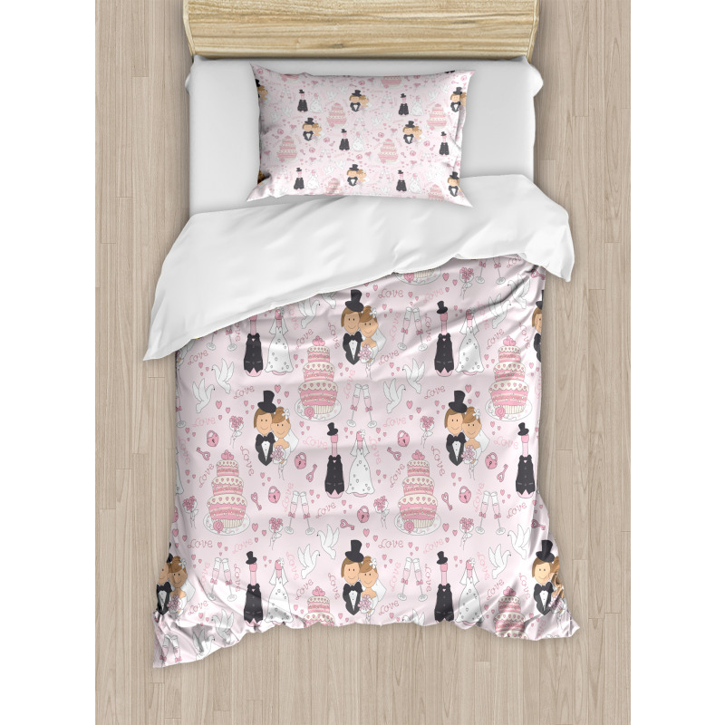 Drawing Pattern Wedding Duvet Cover Set