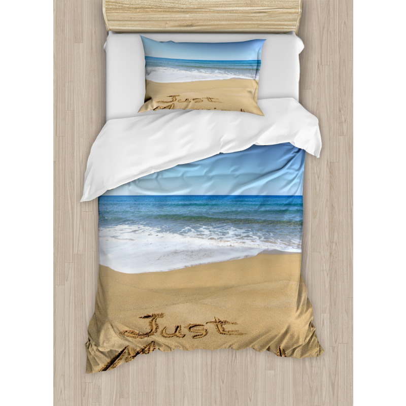 Just Married on Sand Duvet Cover Set