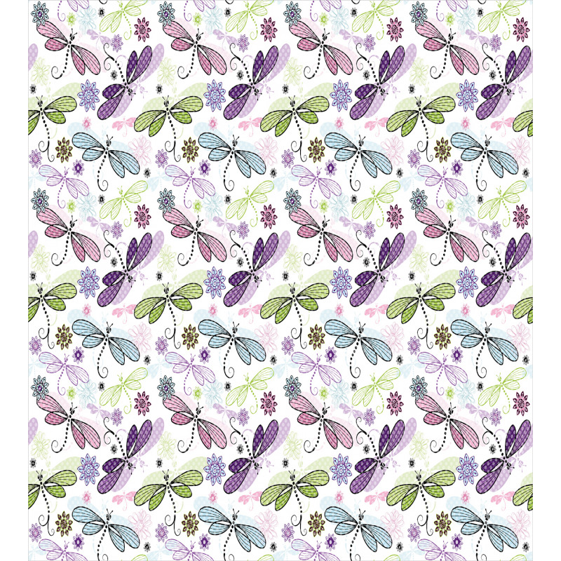 Dragonflies Flowers Duvet Cover Set