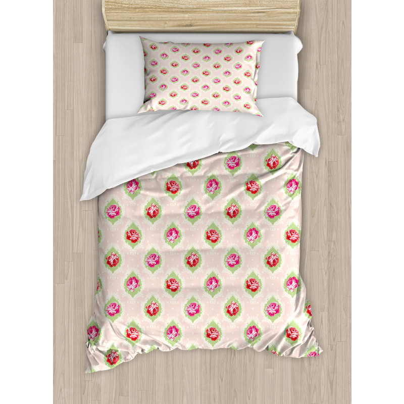 Rose Damask Old Duvet Cover Set