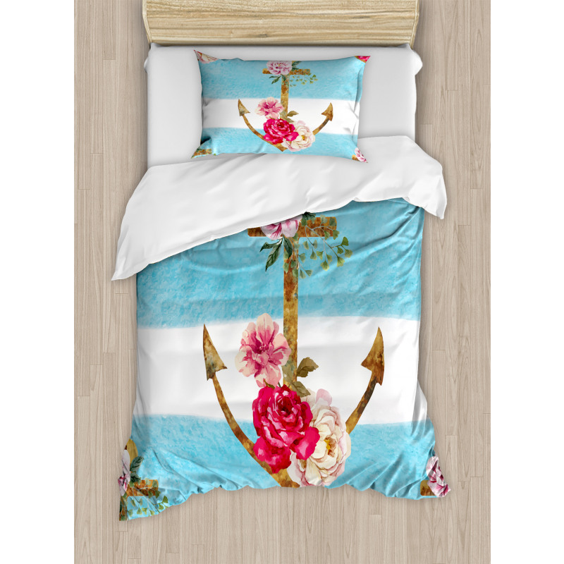 Anchors and Roses Duvet Cover Set