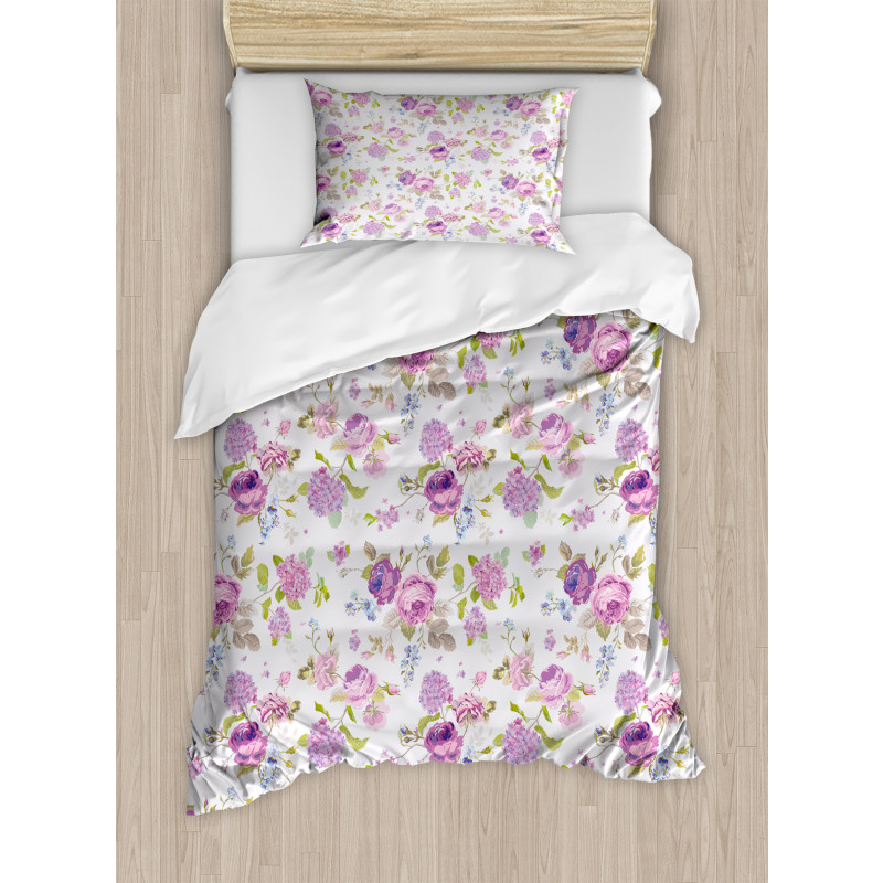 Roses and Violets Duvet Cover Set