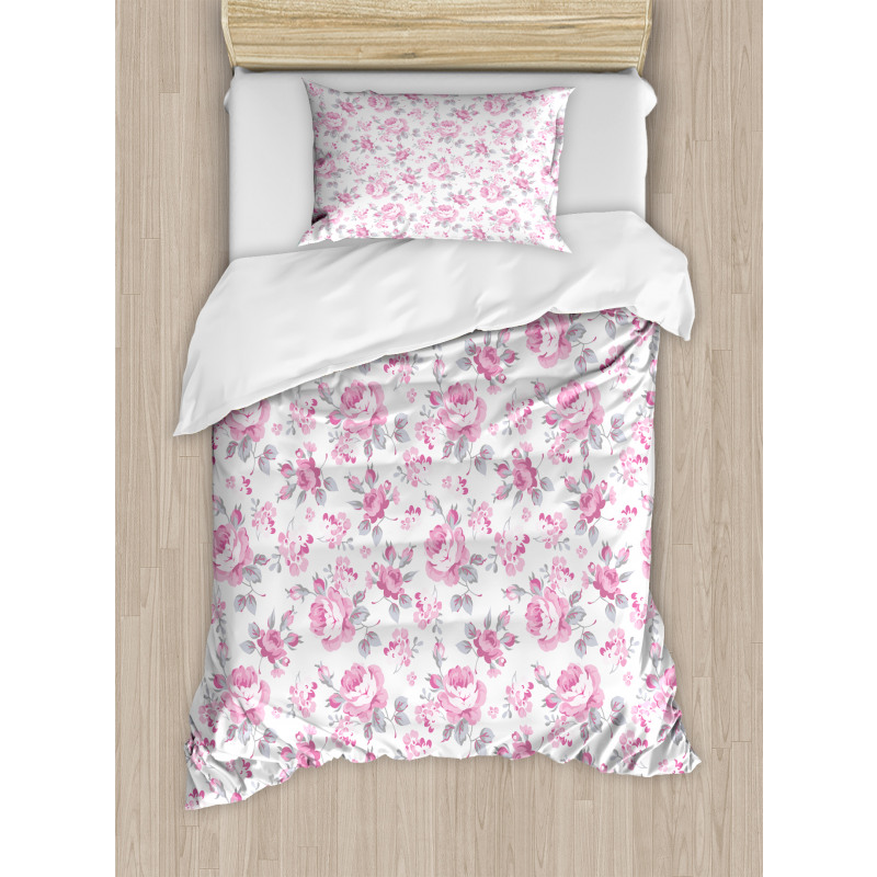 Pink Roses Spring Duvet Cover Set