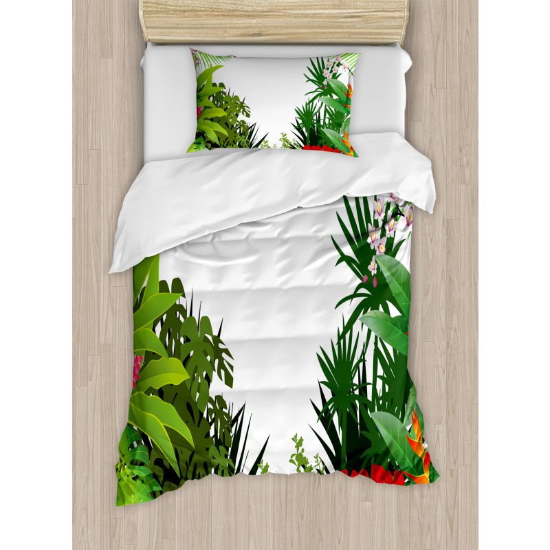 Hibiscus Anthurium Leaves Duvet Cover Set