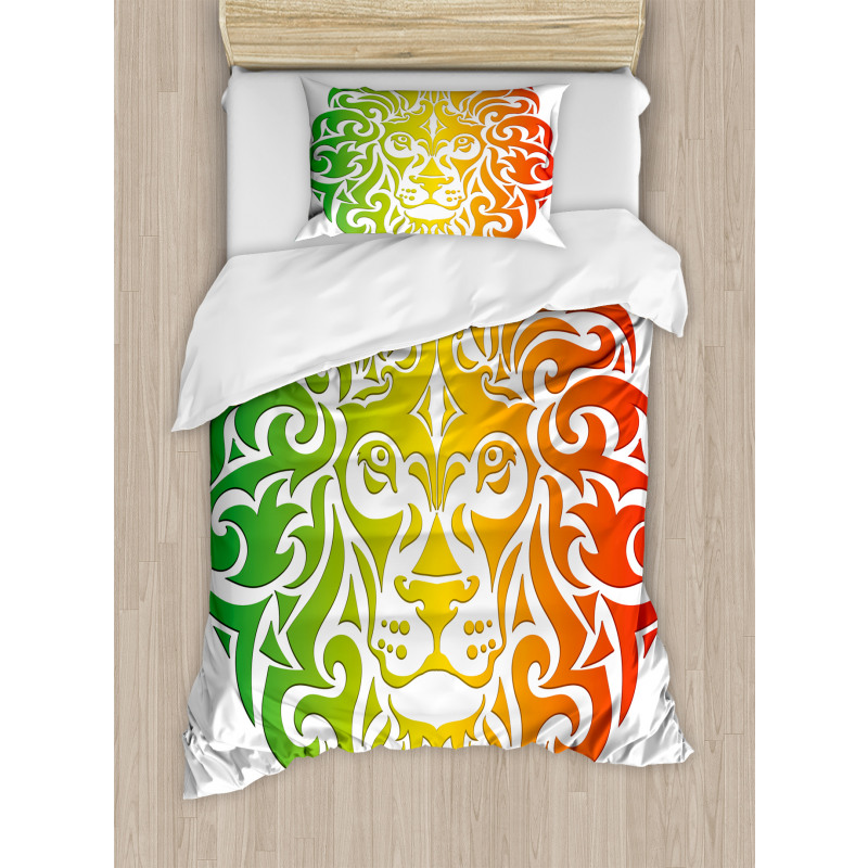 Colorful Lion Portrait Duvet Cover Set