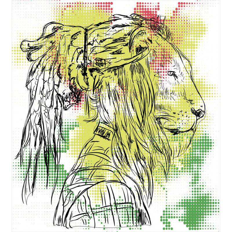 Sketchy Lion Head Digital Duvet Cover Set