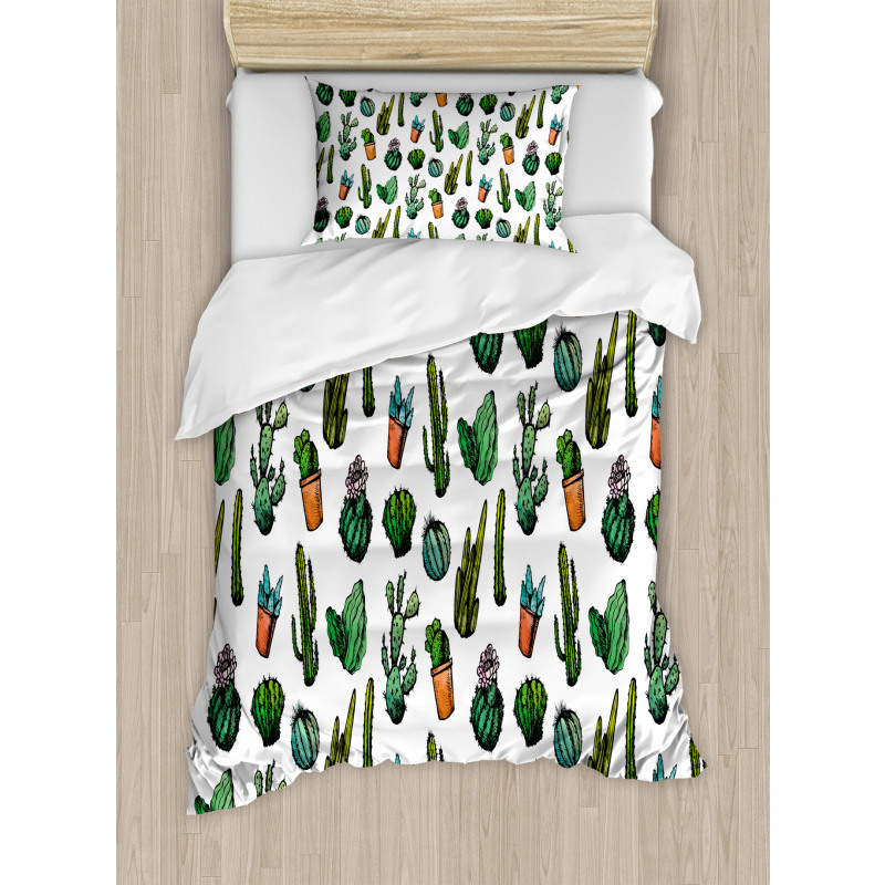 Spiked Cacti Pots Art Duvet Cover Set