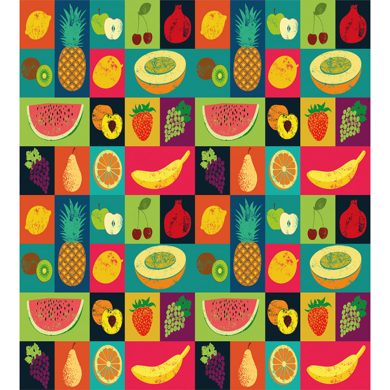 Pop Art Grunge Fruits Duvet Cover Set