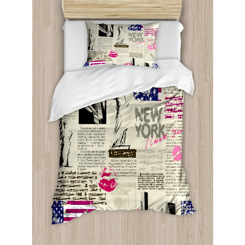 Nyc Newspaper Duvet Cover Set