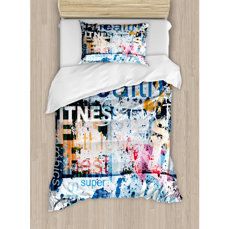 Health Aerobics Words Duvet Cover Set