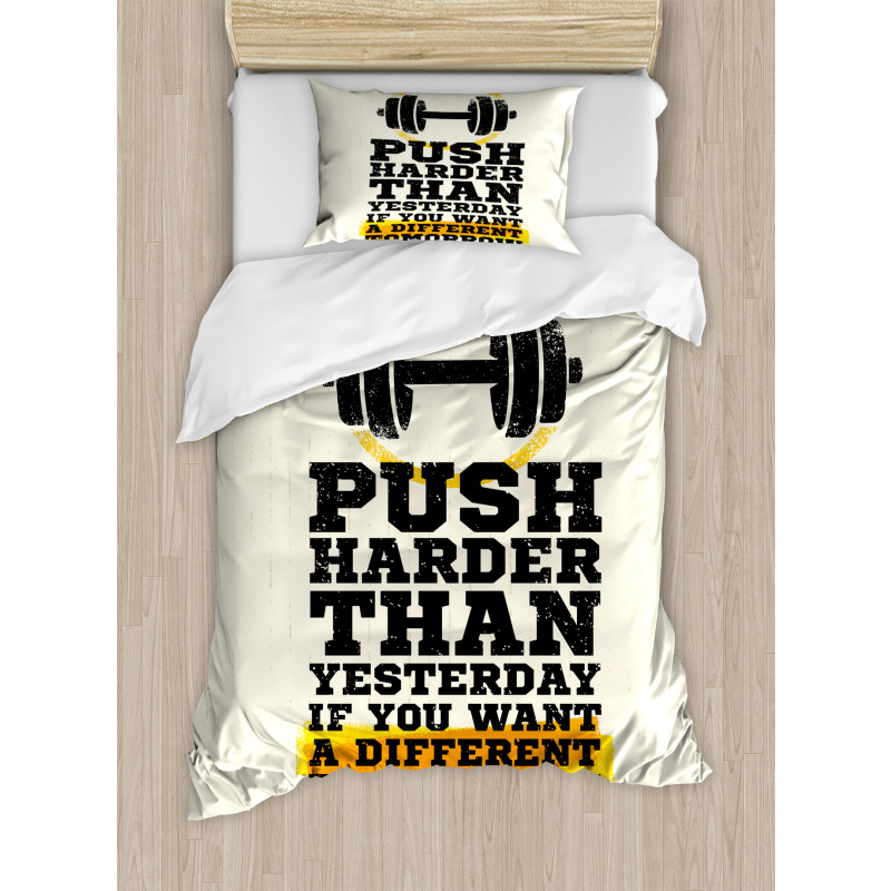 Push Harder Phrase Duvet Cover Set