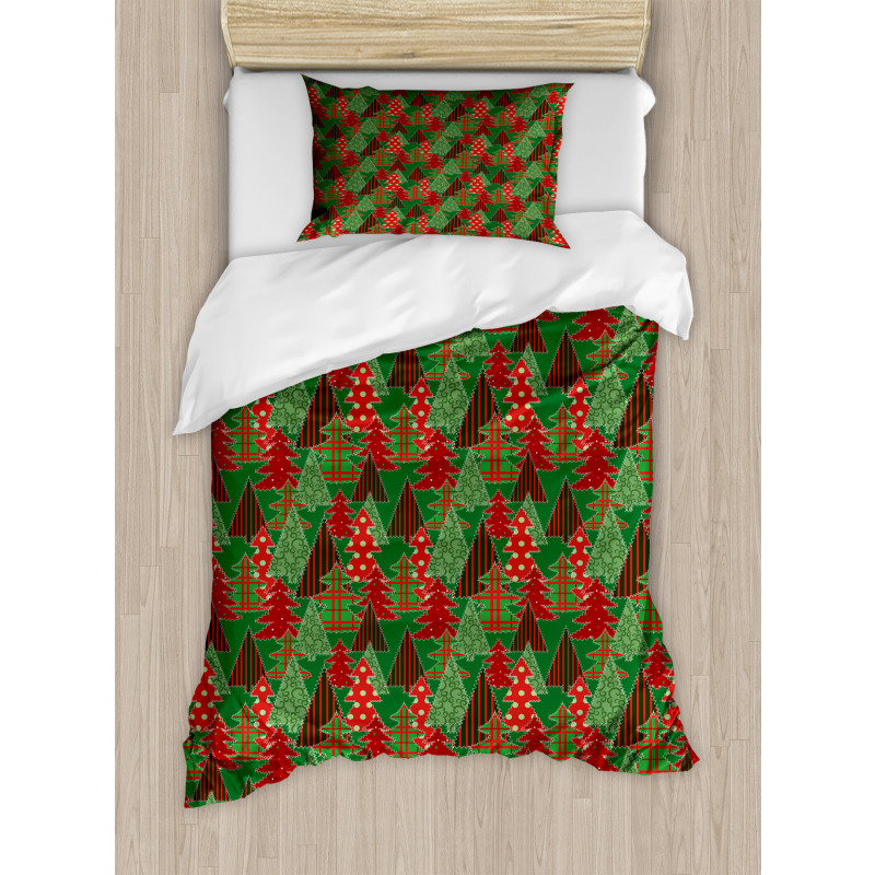 Tree Pines Swirl Dot Duvet Cover Set