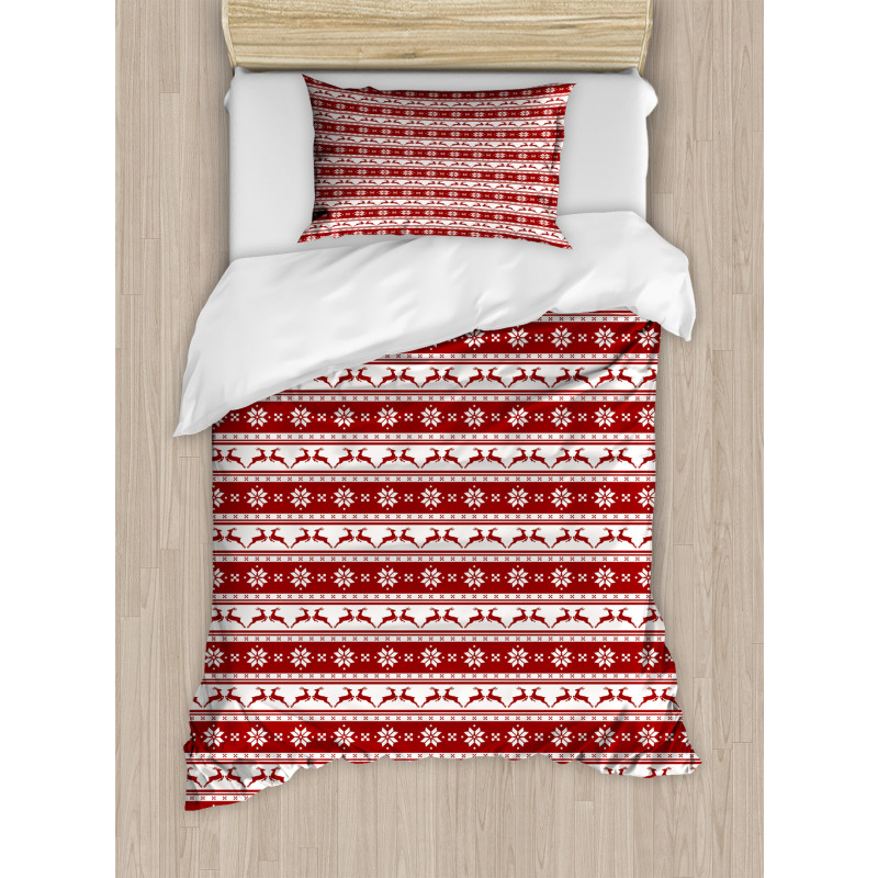 Winter Deer Snowflake Duvet Cover Set