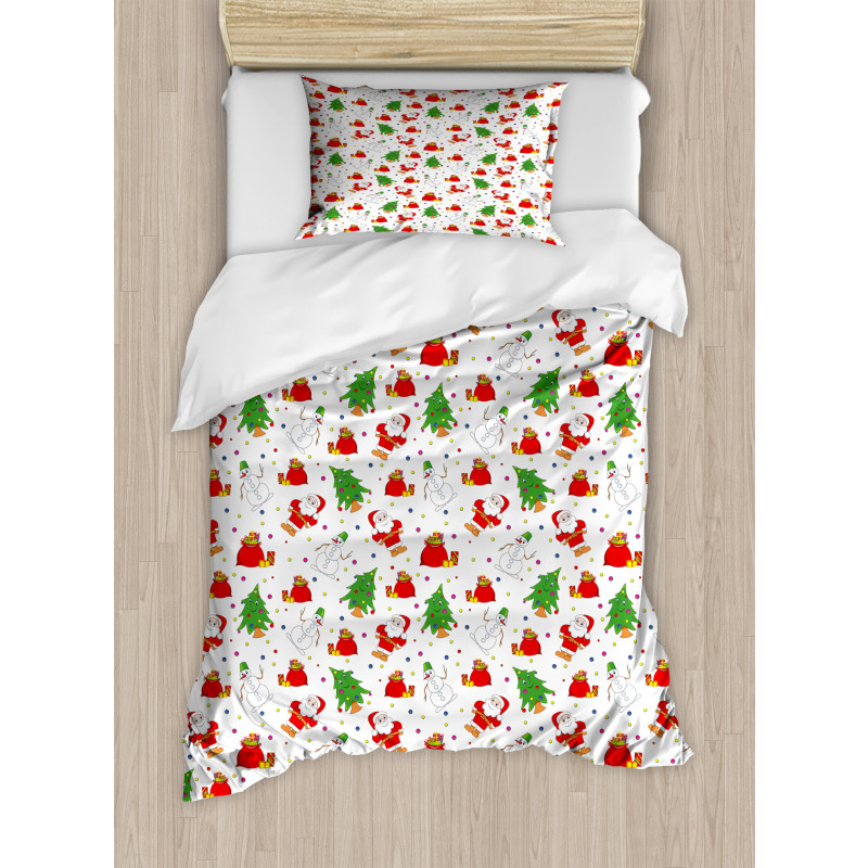 Xmas Tree Santa Claus Duvet Cover Set