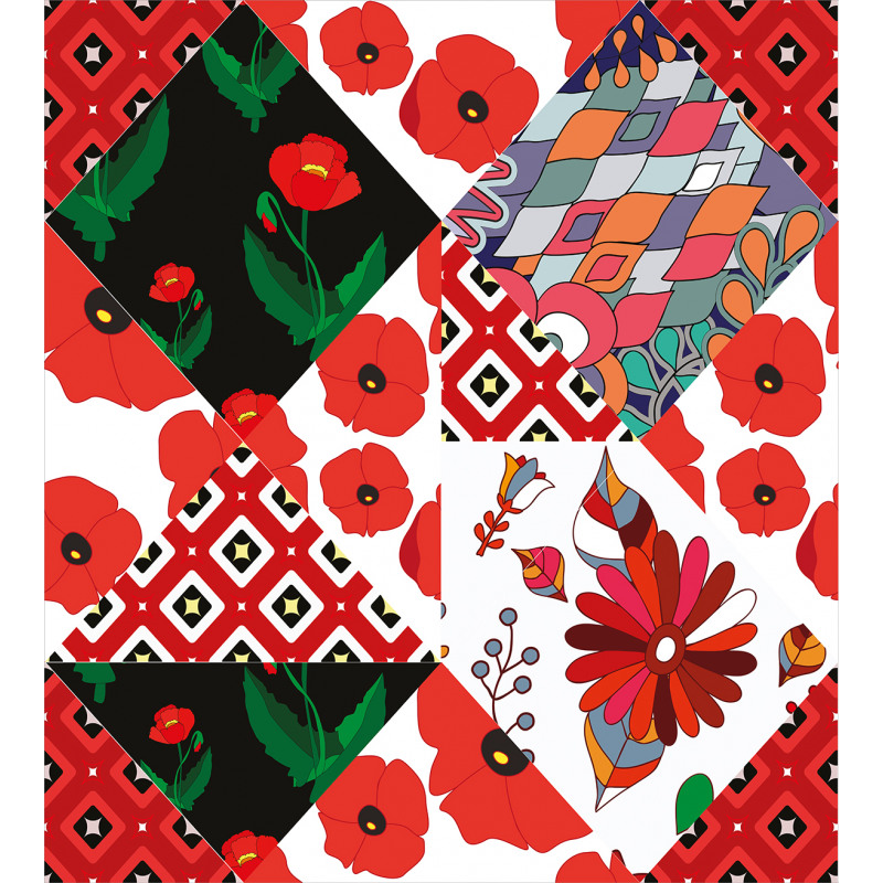 Slavic Patchwork Poppy Duvet Cover Set