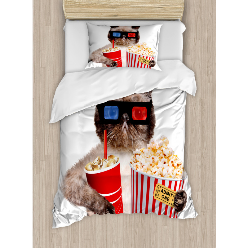 Cat Popcorn Duvet Cover Set