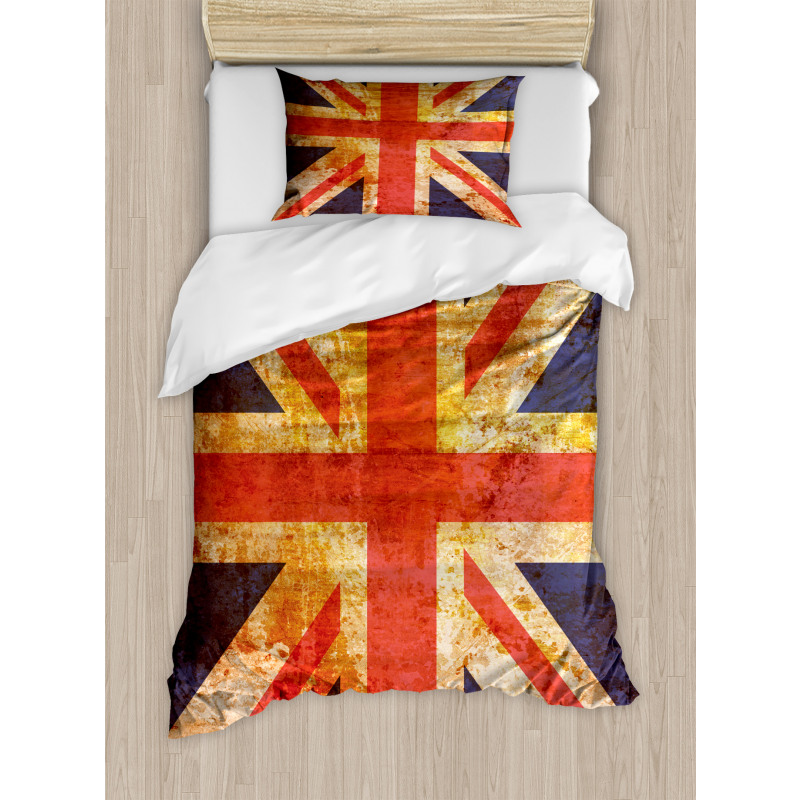 Union Jack Motif Grunge Duvet Cover Set