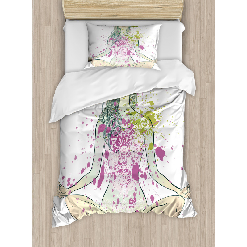 Girl Floral Wreath Lotus Duvet Cover Set