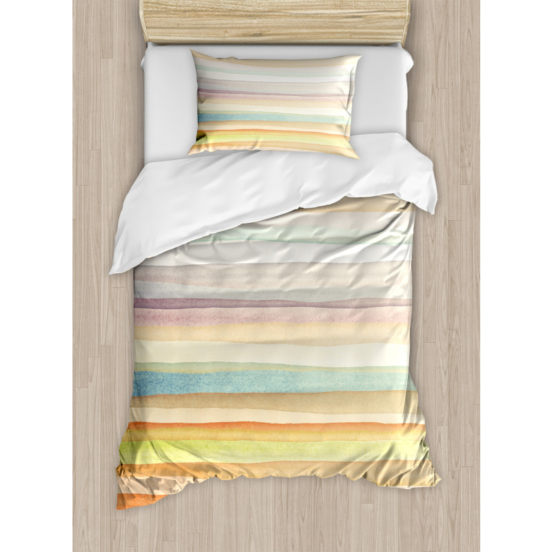 Stripes Watercolor Art Duvet Cover Set