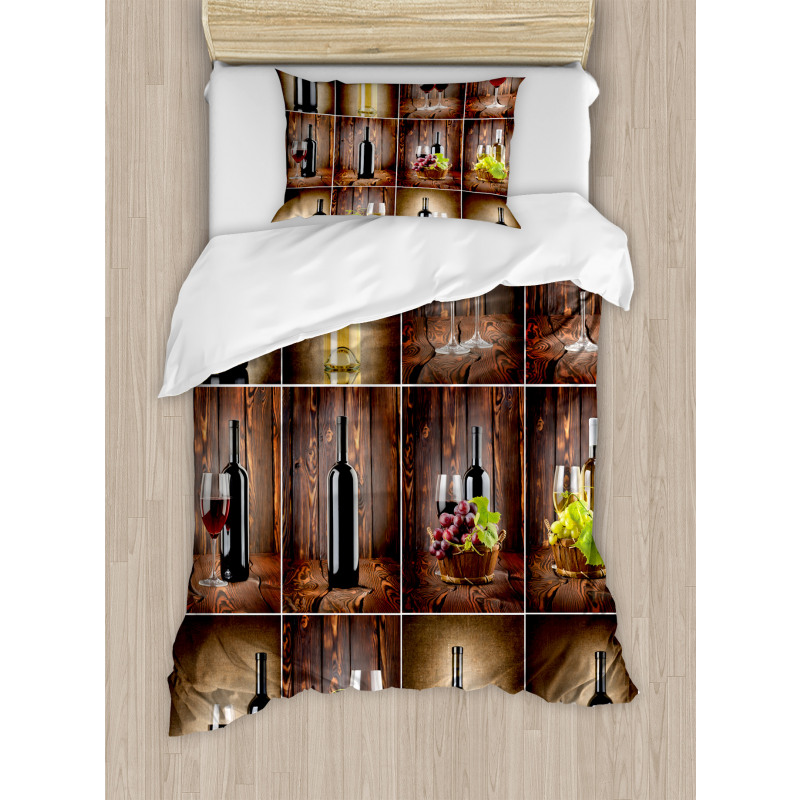 Grapes Meat Drink Collage Duvet Cover Set