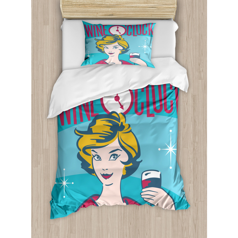 Ladies It's Wine O'clock Duvet Cover Set