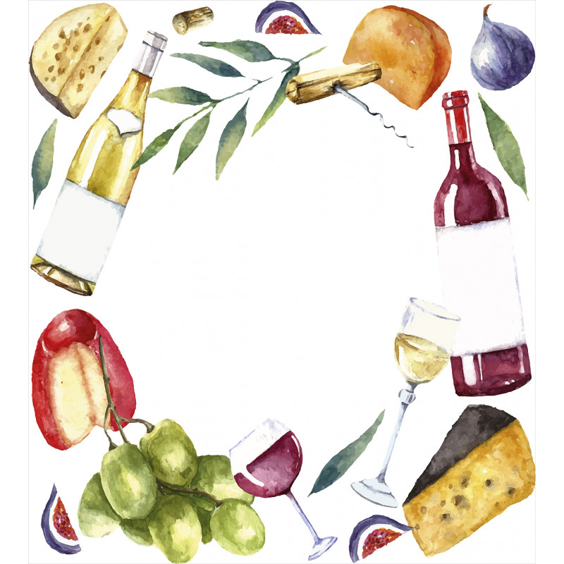 Watercolor Food Wine Frame Duvet Cover Set