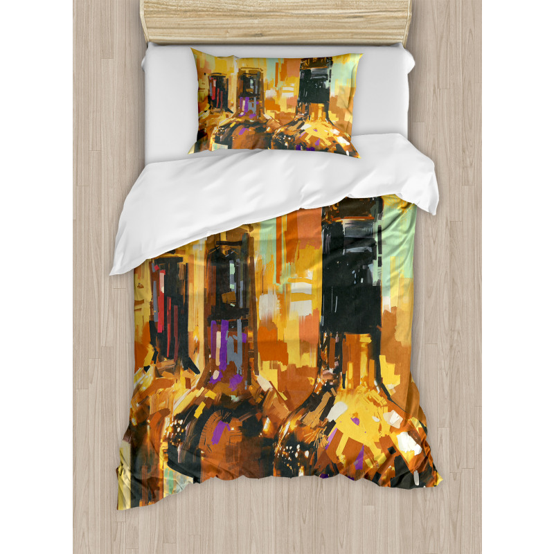 Bottles Brushstrokes Art Duvet Cover Set