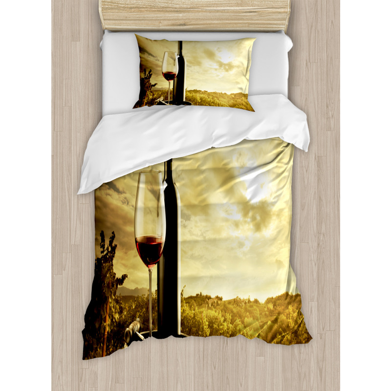 Red Wine Themed Vineyard Duvet Cover Set