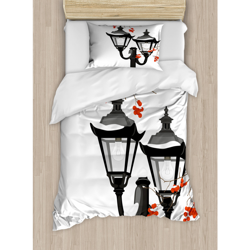 Lantern Snowy Branches Duvet Cover Set