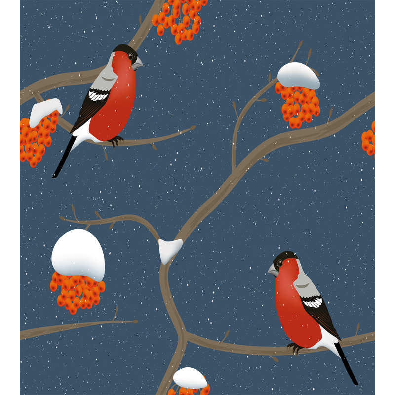 Snowy Tree Branches Birds Duvet Cover Set