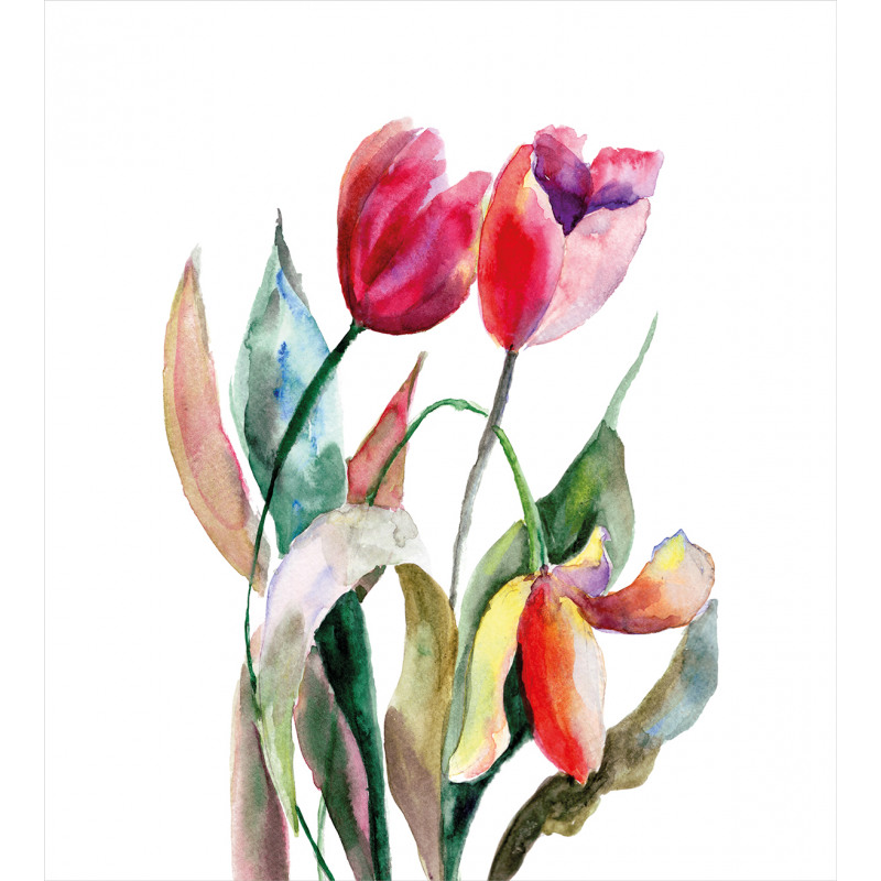 Watercolor Tulip Flowers Duvet Cover Set