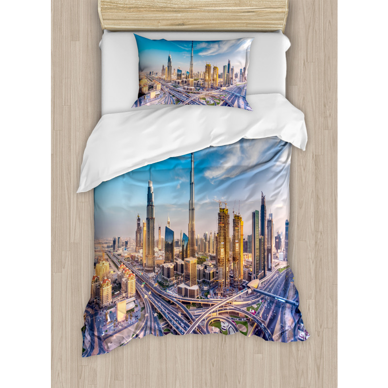 Panoramic Dubai Traffic Duvet Cover Set