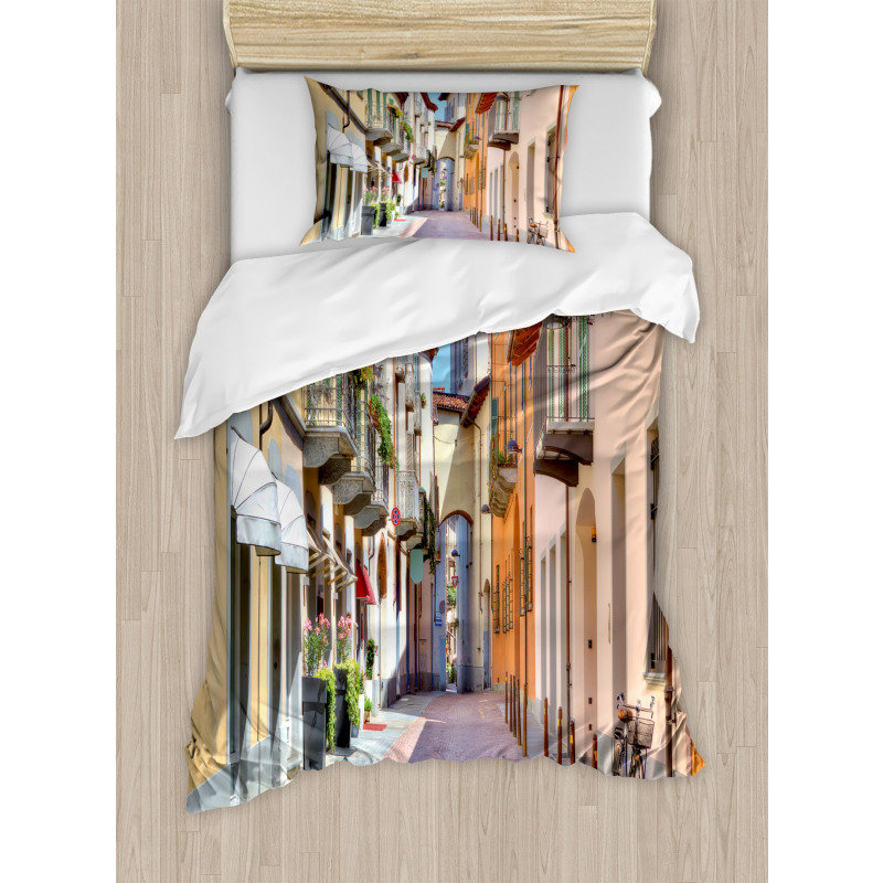 Alba Town Italy Street Duvet Cover Set