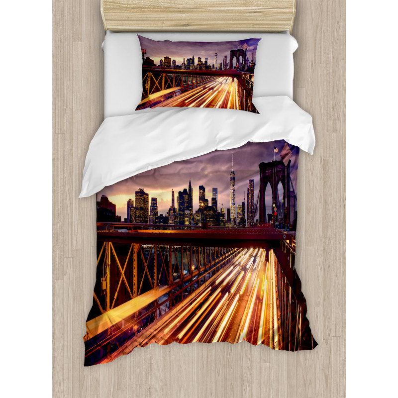 Brooklyn Bridge Traffic Duvet Cover Set