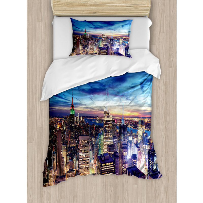 Buildings Midtown at Dusk Duvet Cover Set