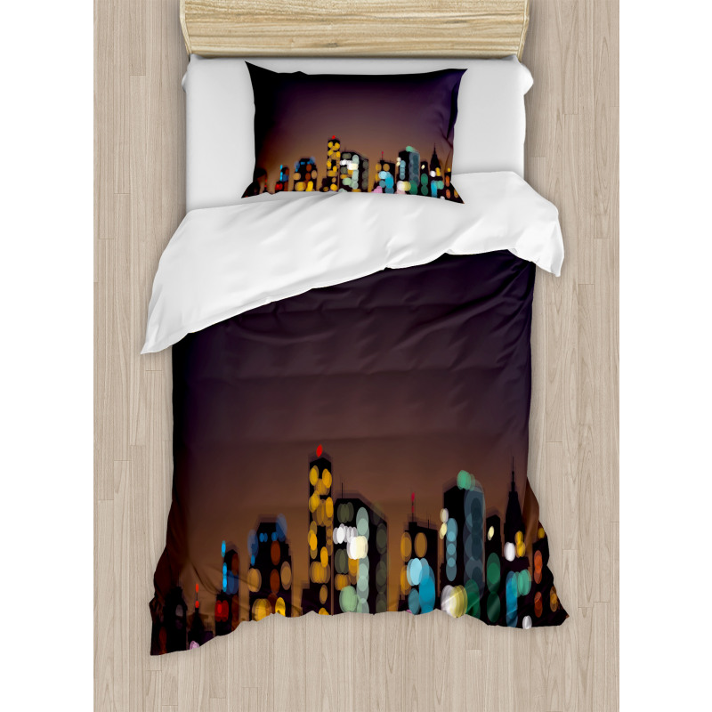 Abstract Cityscape Bokeh Duvet Cover Set