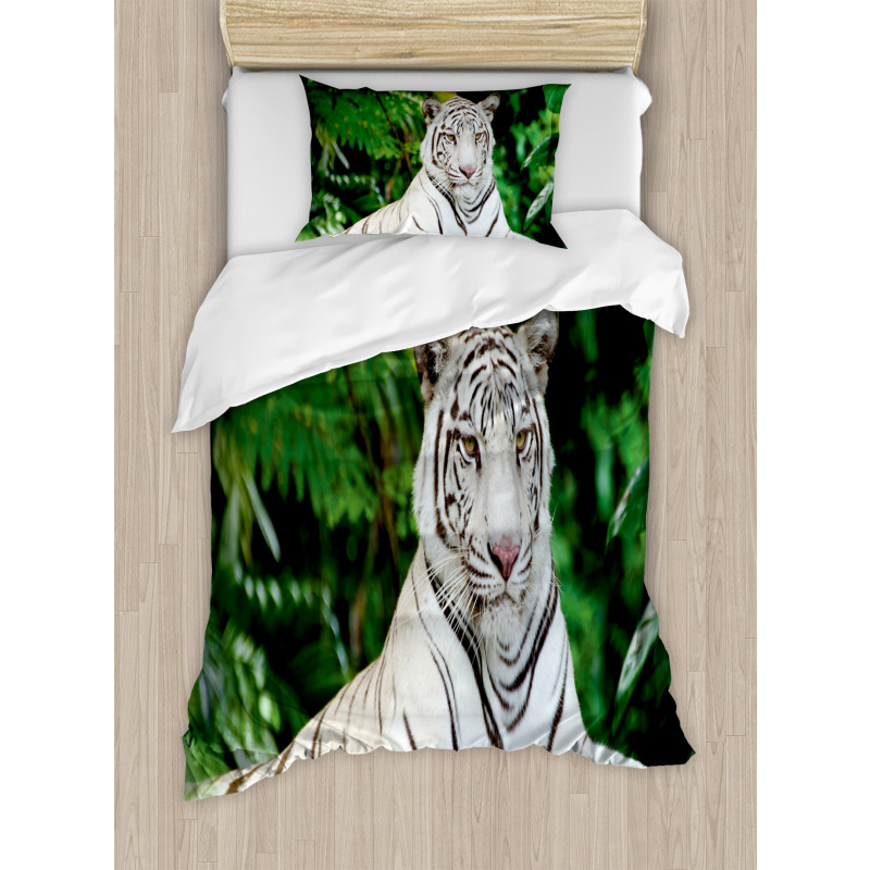 Albino Bengal Cat on Rock Duvet Cover Set