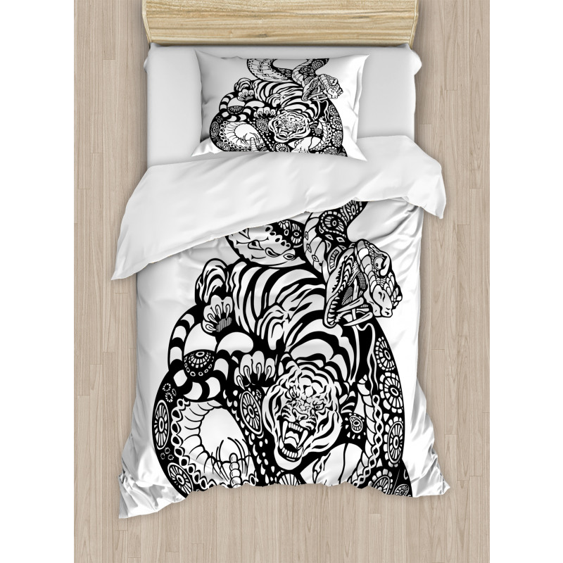 Snake and Tiger Pattern Duvet Cover Set