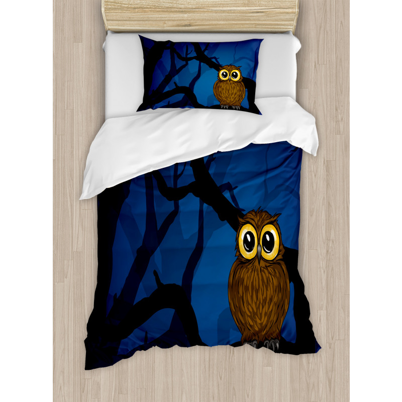 Owl on Tree Branch Duvet Cover Set
