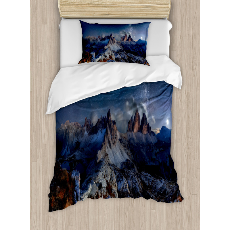 Italy Mountains Milky Way Duvet Cover Set