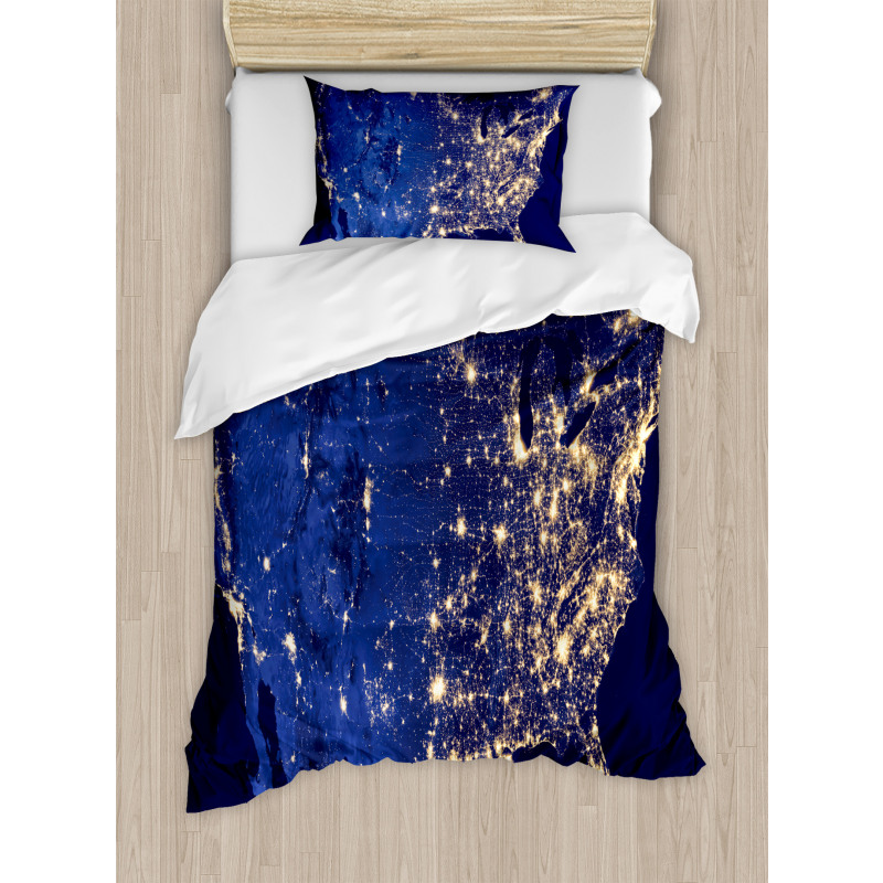 America Continent Space Duvet Cover Set