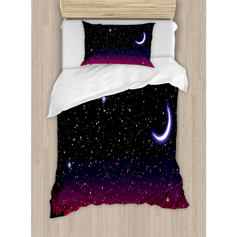 Red Sky Starry Landscape Duvet Cover Set