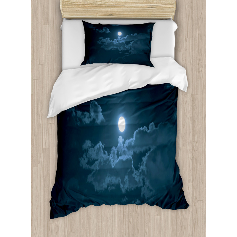 Full Moon Dark Clouds Fog Duvet Cover Set