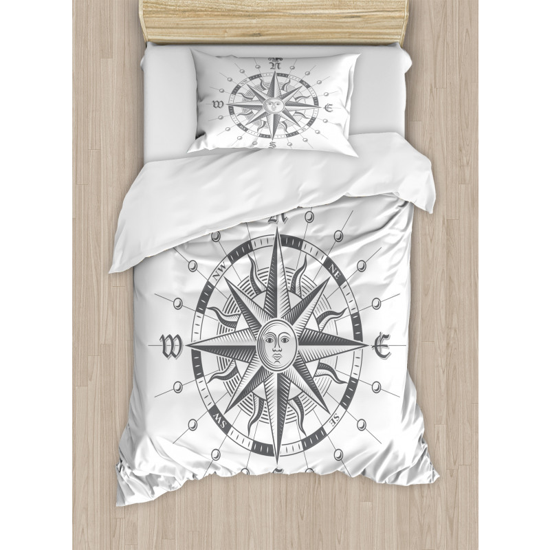 Face Sun Drawing Style Duvet Cover Set