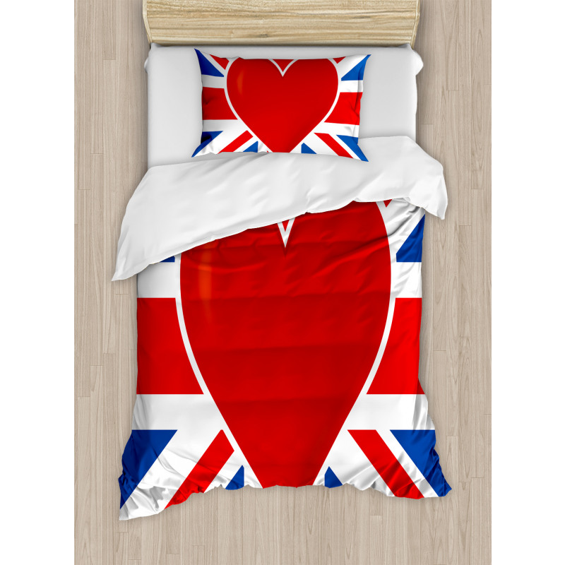 Flag Big Red Heart Duvet Cover Set