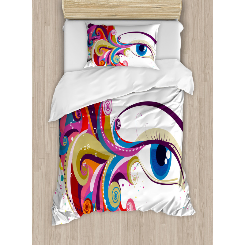 Woman's Eye Colorful Art Duvet Cover Set