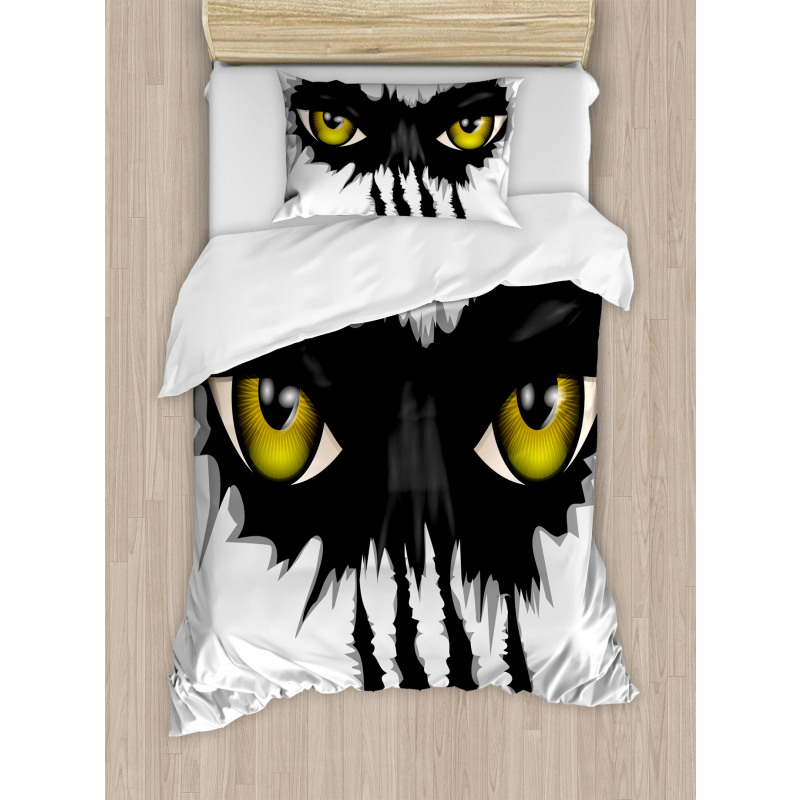 Evil Eyes Black Cat Danger Duvet Cover Set