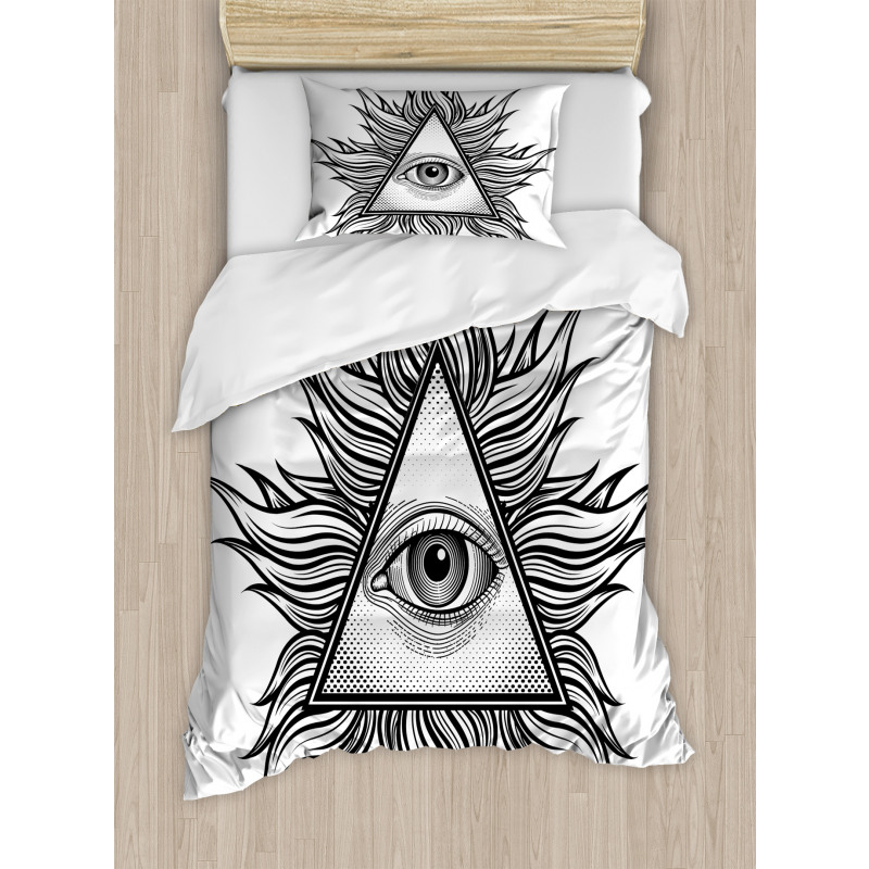 Triangles Tattoo Style Pattern Duvet Cover Set