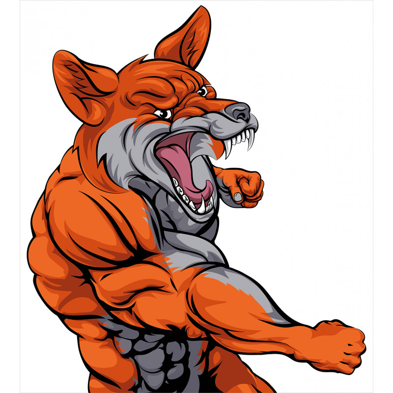 Muscular Sports Fox Mascot Duvet Cover Set